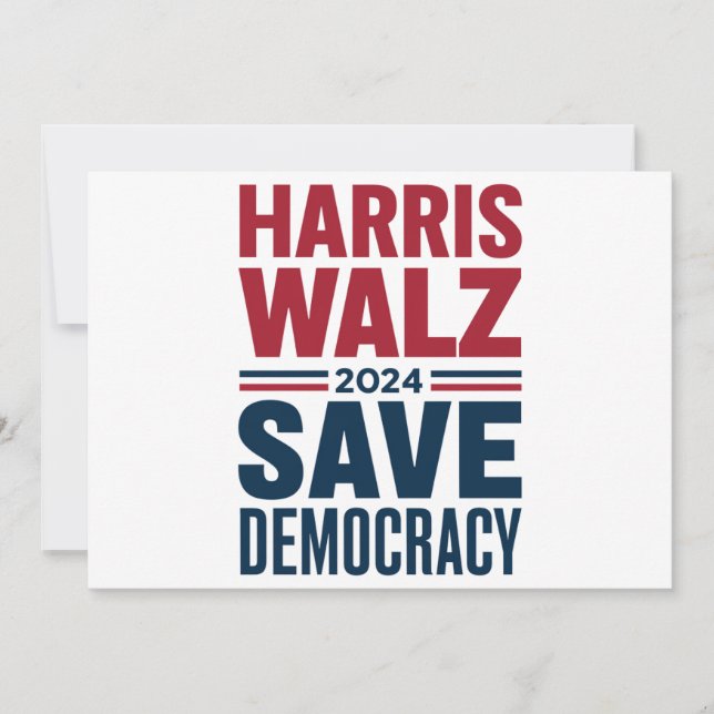 Convite Harris Walz Salva a Democracia (Frente)