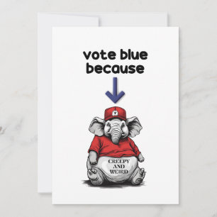 Convite Harris/Walz, vota azul, elefante estranho, eleiçõe