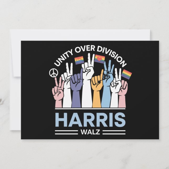 Convite Harris Walz Walz 2024 Unity Over Division (Frente)