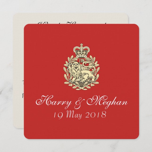 Convite Harry Meghan Royal Wedding Red Invitation (Quadrad (Frente/Verso)