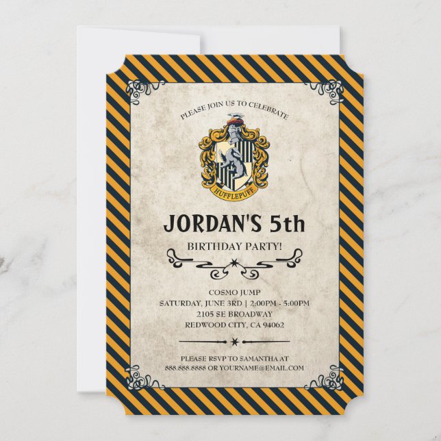 Convite Harry Potter Birthday | Hufflepuff (Frente)