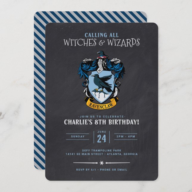 Convite Harry Potter Birthday, Painéis Alcalços Ravenclaw