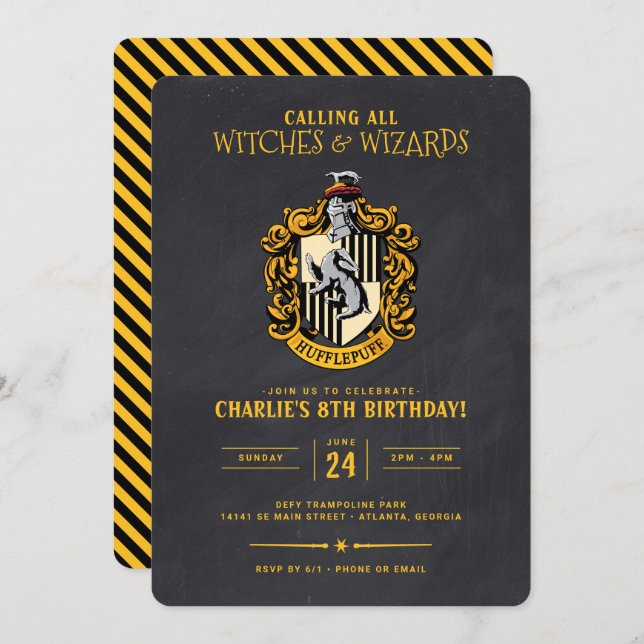 Convite Harry Potter Birthday | Quadro de chaleiras (Frente/Verso)
