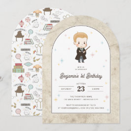 Convite Harry Potter | Chibi Draco Malfoy Mago Aniversário