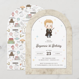 Convite Harry Potter   Chibi Draco Malfoy Mago Aniversário