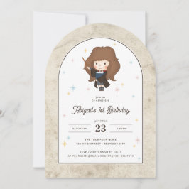 Convite Harry Potter | Chibi Hermione Mago Aniversário
