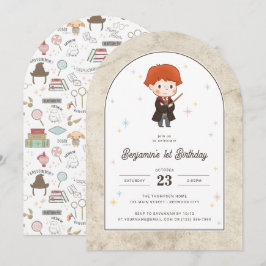 Convite Harry Potter | Chibi Ron Weasley Mago Aniversário