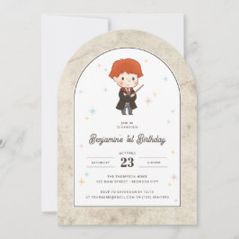 Convite Harry Potter | Chibi Ron Weasley Mago Aniversário