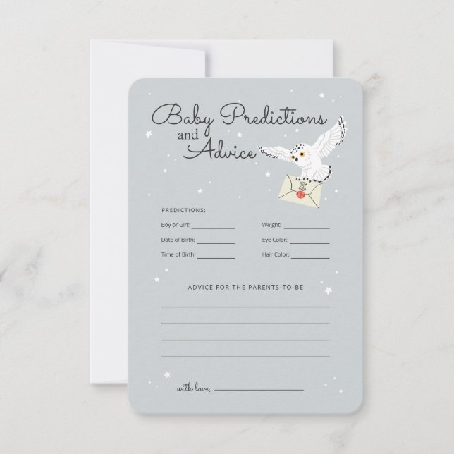 Convite Harry Potter Hedwig - Previsões e Dicas para Bebês (Frente)