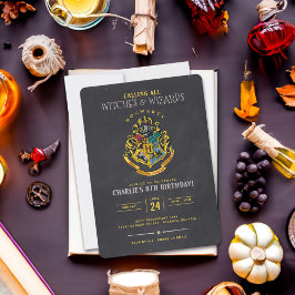 Convite Harry Potter Hogwarts Crest Chalkboard Birthday
