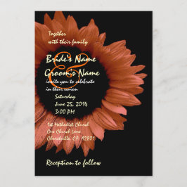 Convite Harvest Orange Sunflower Wedding Ver 007