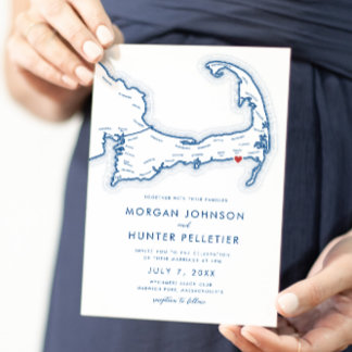 Convite Harwich Port Cape Cod Marinho Casamento Minimalist