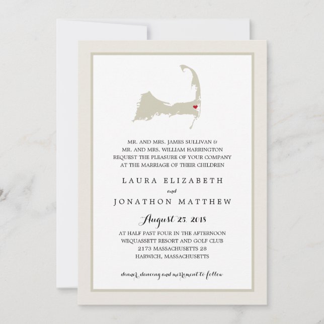 Convite Harwich Wequassett Cape Cod | Casamento (Frente)