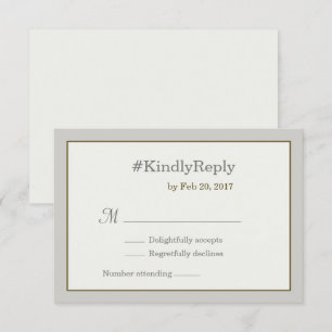 Convite Hashtag personalizado cinza dourado branco rsvp ca