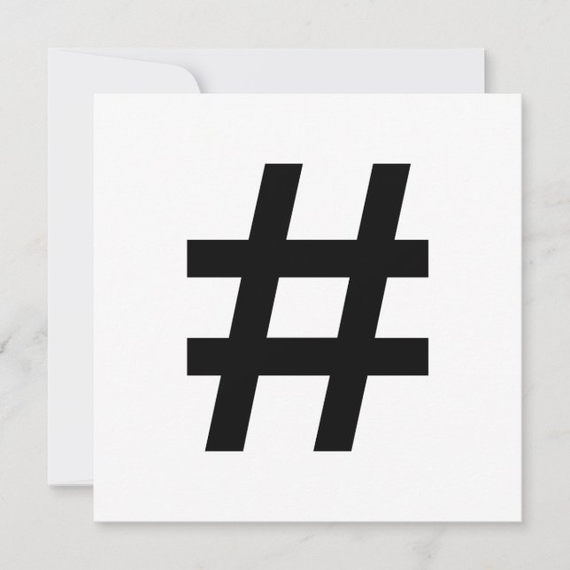 Convite #HASHTAG - Símbolo de Hash Preto (Frente)