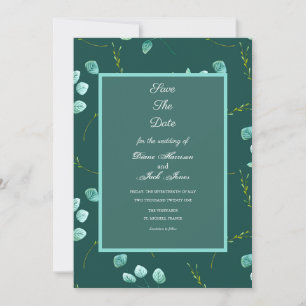 Convite Hastes de Aquarela Jardim Azul Casamento Salve a D
