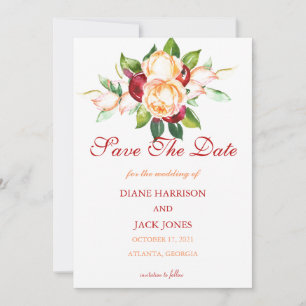 Convite Hastes de Aquarela Rosa e Amora para Casamento
