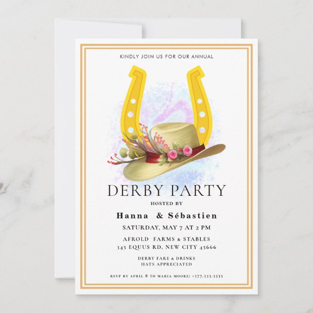 Convite  Hat  Derby Party Equestrian (Frente)