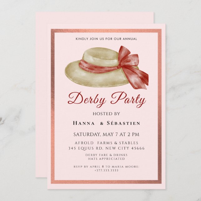 Convite Hat Derby Party Invitation (Frente/Verso)