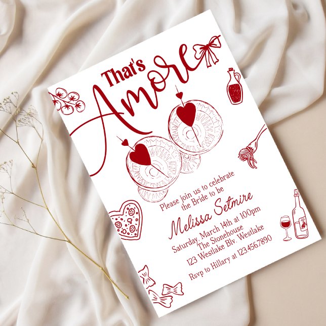 Convite hat’s Amore Bridal Shower Invitation, Italian Them (Criador carregado)