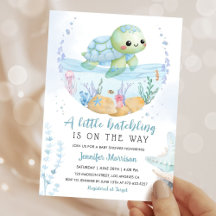 Hatchling Baby Shower Sea Turtle Cute Watercolor 