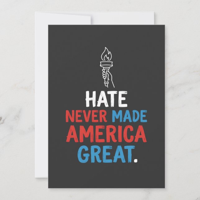 Convite Hate Never Made America Great Patriotic Statement (Frente)