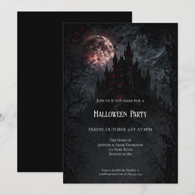 Convite Haunted Castle Halloween Party invitation (Frente/Verso)