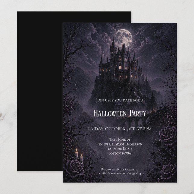 Convite Haunted Castle Halloween Party invitation (Frente/Verso)