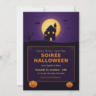 Convite Haunted House Full Moon Pumpkins Halloween Party I