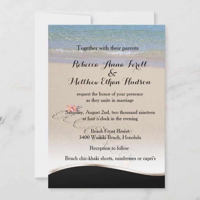 Convite Havaí Aloha Plumeria Flower Beach Invites (Frente)