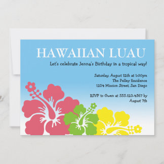 Convite Havaí Luau hibiscus flores da ilha tropical