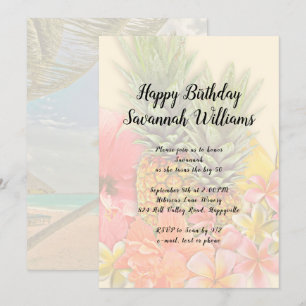 Convite Havaiana Flowers, Festa de aniversário de ananás