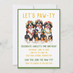 Convite Havaiano Bernese Mountain Dogs Flower Lei