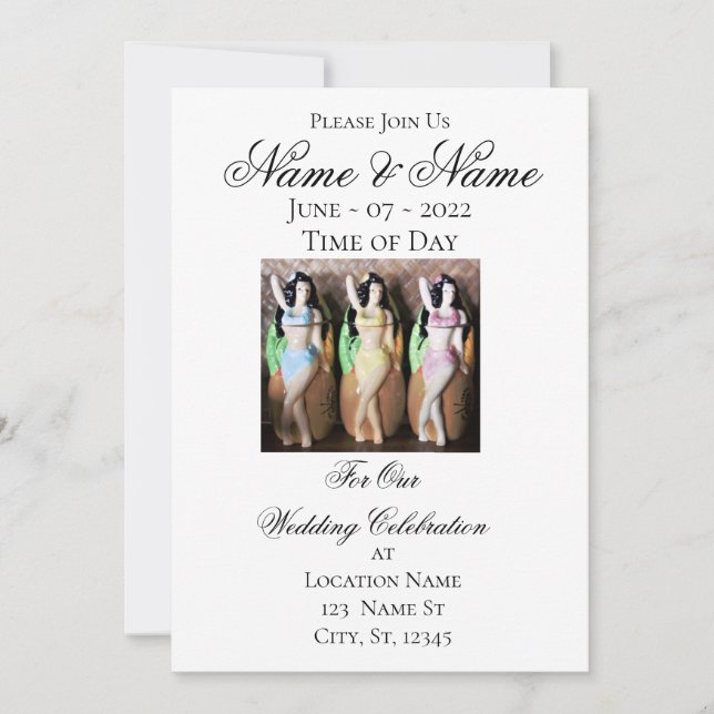 Convite havaiano Hula Dancer Thunder_Cove (Frente)