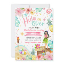 Havaiano Luau Birthday Convidam Partido da Piscina