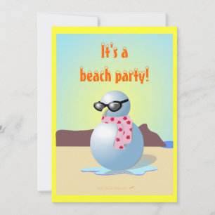 Convite Havaiano Snowman Funny Beach Party Convidou Templa