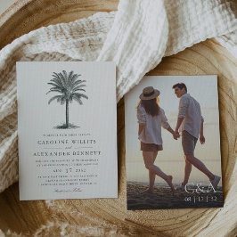 Convite Havana Palm | Vintage Palm Tree Photo Casamento