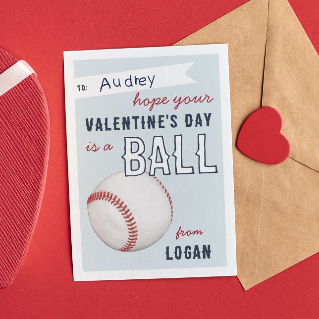 Convite "Have a Ball" Baseball Valentine's Day Card (Criador carregado)