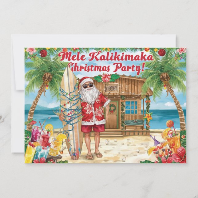 Convite Hawaii christmas  party Hawaii “Mele Kalikimaka!”  (Frente)