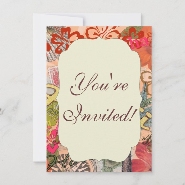 Convite Hawaii Hula Viagem Flower Vintage (Frente)