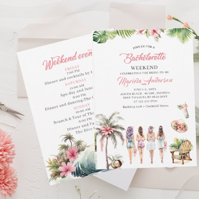 Convite Hawaii Tropical Palm Beach Watercolor BaInvitation (Criador carregado)