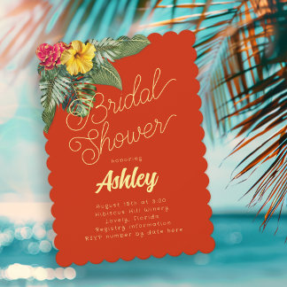 Convite Hawaiian Flowers Bridal Shower Invitations
