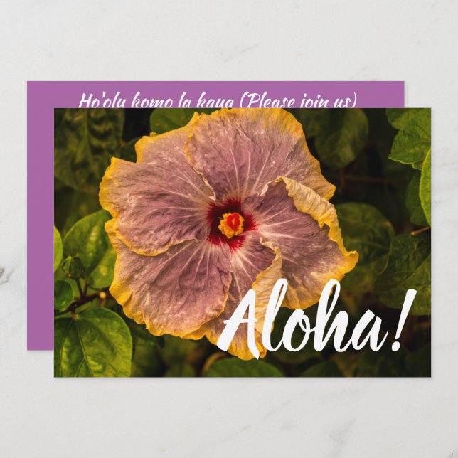 Convite Hawaiian Lilac Hibiscus de Kauai (Frente/Verso)