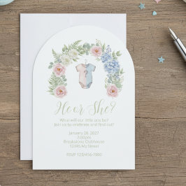 Convite He or She? Botanical Gender Reveal Invitation