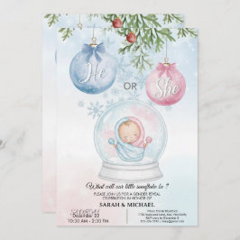 Convite He or She? Festive Christmas Gender Reveal Party 