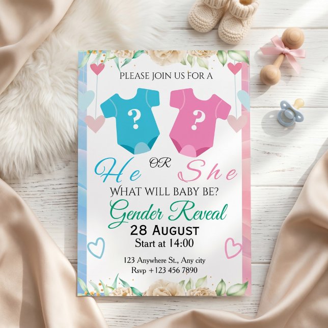 Convite He or She Gender Reveal (Criador carregado)