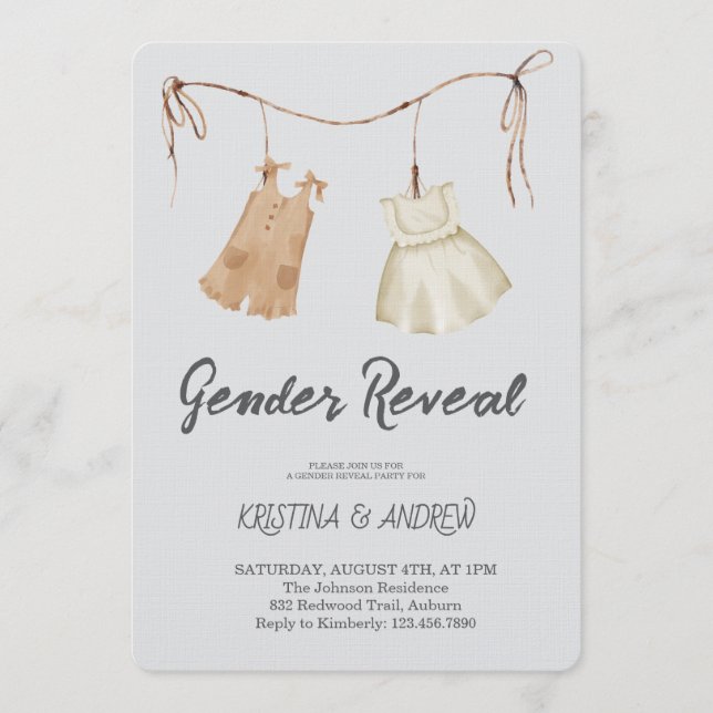 Convite He or She Gender Reveal Party (Frente)