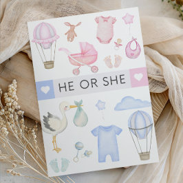 Convite He or She Gender Reveal Party - He or She Shower 