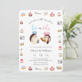 Convite He or She Little Chef Baker Hedgehog Gender Reveal