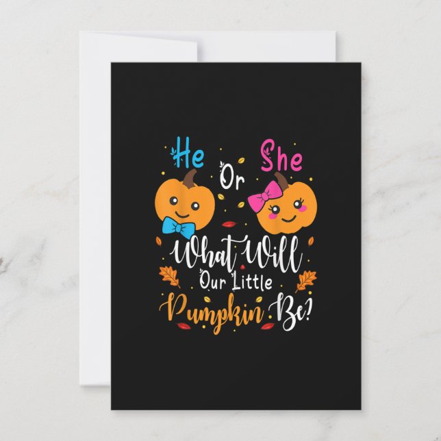 Convite He Or She What Will Our Little Pumpkin Be Thanksgi (Frente)